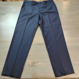 Guabello Dress Pants Men 36W 31L Navy  Super 150s Virgin Wool Stretch Trousers